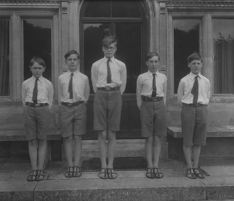 The first five pupils at Northbourne Park, then called Betteshanger School, taken during the very first term. Lord Northbourne is pictured first on the left.